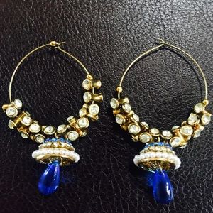 Earrings - Hoops - Gold and Blue